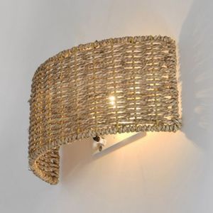 Abat-jour mural en jonc de mer tressé à la main, couvercle de lampe murale décoratif en osier, luminaire rustique pour décoration intérieure de style côtier - Product Image 3