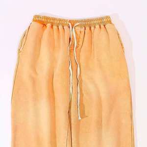 Pantalon de survêtement unisexe en molleton délavé personnalisé avec broderie, coupe décontractée vintage et jambe large pour homme - Product Image 2