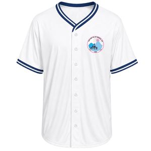 Maillot de baseball blanc pour femme avec patch brodé, manches courtes, boutons sur le devant, col en V, rose marine, vêtements de sport décontractés, tenue d'équipe - Product Image 1