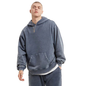 Sweat à capuche personnalisé pour homme, en molleton 100% coton, uni, délavé à l'acide, de haute qualité, style vintage délavé - Product Image 3