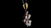 Pendentif en diamant de laboratoire en forme de poire, plaqué or 14 carats et rhodium, avec boucles d'oreilles assorties |   Bijoux de mariage et de fête au design en cluster