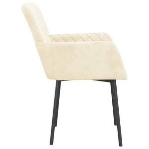 Ensemble de 2 chaises de salle à manger en velours crème 100% polyester avec contreplaqué métallique élégantes et durables - Product Image 5