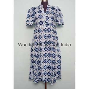 Vestido Midi de Algodón Lavable Ecológico con Estampado Floral Bohemio Hecho a Mano para Mujer, Manga Corta, Verano, Playa, Casual, Fiesta - Product Image 3