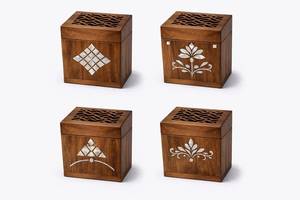 Brûleur de Bakhoor en Bois Premium et Nacre, Porte-Encens Arabe Religieux Madkhan, Parfum Oud, Luxe Fait Main Personnalisable pour la Maison - Product Image 3