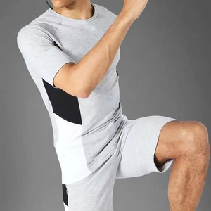 Ensemble coordonné athlétique unisexe pour homme, été, t-shirt et short, coupe ajustée, respirant, 100% coton, vêtements de sport, logo personnalisé - Product Image 6