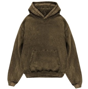 Breathable Acid Washed Hoodies for Man Breathable French Terry Hooded Streetwear Vintage Oversized Wash Drop Shoulder Hoodie - Product Image 1