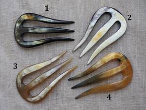 Horquilla para el Cabello Clásica Hecha a Mano con Cuerno de Búfalo Natural, Ecológica, Unisex, de la India - Product Image 4