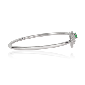 Nuevo Brazalete Abierto de Plata de Ley 925 con Diseño de Corazón de Moda, Diamante Natural, Inicial N y Esmeralda Verde - Product Image 3