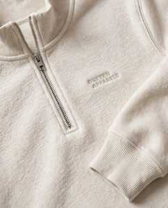 เสื้อสเวตเชิ้ตผู้ชายสีเบจ คอตั้ง ซิป ¼ ตัว ผ้าเฟรนช์เทอร์รี่ สวมใส่สบาย - Product Image 6