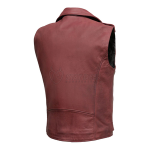 Custom Club Leather Vest with Single <b>Back</b> Panel Large Patch Area Biker Vest Professional Motorcycle Gear - Product Image 4