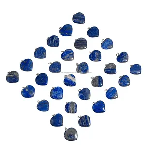 Pendentif Cœur en Lapis Lazuli Naturel Poli, Cristal Bleu, Breloque pour Collier DIY, Fabrication de Bijoux, Vente en Gros - Product Image 3