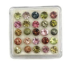 Pierre précieuse naturelle multi-tourmaline ronde taillée 5 mm, tourmaline facettée pour la création de bijoux, certifiée IGI - Product Image 1