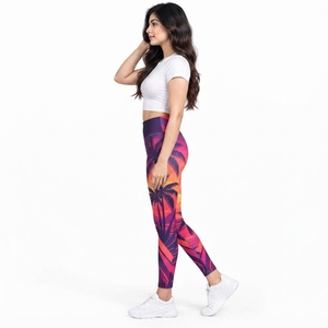 Legging de sport pour femme, coupe athlétique confortable, séchage rapide, sublimation, fabriqué avec un tissu extensible doux et flexible. - Product Image 4