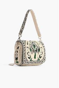 Women Beaded Floral Flap Shoulder Bag Elegant <b>Square</b> Crossbody Purse - Product Image 3
