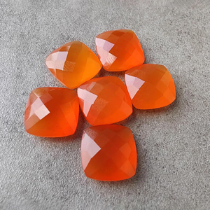 Natural Carnelian Briolette Checker Cut Square <b>Cushion</b> Shape Calibrated Orange Gemstone - Product Image 6
