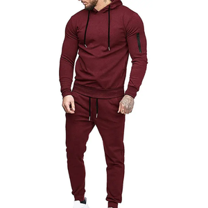 Conjunto Deportivo para Hombre, Color Sólido, Media Cremallera, Pantalones con Cordón, Manga Larga, Estilo Casual, Otoño, Corte Regular, Color Granate - Product Image 2