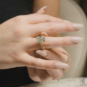 Anillo de Compromiso AARVA JEWELS con Moissanita de Corte Radiante, Chapado en Oro Rosa de 18K, Anillo Solitario para Mujer, Aniversario de Bodas - Product Image 1