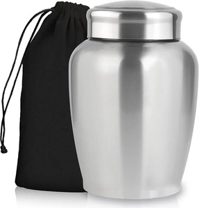 Urna Funeraria de Metal Plateado para Cenizas Humanas Adultas, con Grabado Floral, Urna Grande de Aluminio y Bolsa de Terciopelo Gratis - Product Image 3