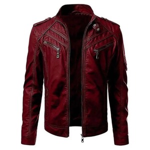 Chaqueta de Motocicleta Casual de Invierno para Hombre, Profesional, de Cuero PU, Talla 5XL, Negra, Corte Ajustado, Cuello Alto, Cierre de Cremallera, Resistente al Viento - Product Image 1