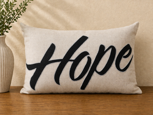 ปลอกหมอนอิงพิมพ์ลายผ้าลินิน 100% |   ปลอกหมอนตกแต่งลาย "Hope" สไตล์โมเดิร์นสำหรับโซฟาและบ้าน - Product Image 3