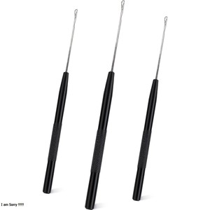 Kit d'outils pour extensions de cheveux en acier inoxydable noir mat, pinces, micro-anneaux, aiguilles à boucle, clips à maintien fort - Product Image 4