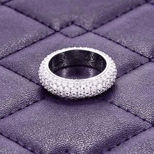 Bague Éternité en Argent Sterling 925 Massif Certifiée CMA, Plaqué Or Rose Rhodié, Micro-Incrustation de Moissanite, Bagues Hiphop Unisexe pour Hommes - Product Image 1