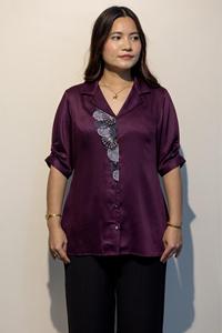 Camisa EURELLA Wine Giza de Algodón Premium y Elegante para Mujer, Compre Directamente del Proveedor a Precio de Fábrica - Product Image 4