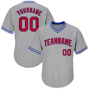 Camiseta de Béisbol Personalizada con Cuello en V Gris para Hombre, Manga Corta, Nombre del Equipo Impreso por Sublimación, Ropa Deportiva de Poliéster que Absorbe la Humedad - Product Image 2