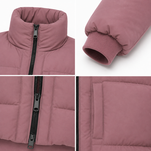 Blouson matelassé décontracté surdimensionné pour homme avec patch personnalisé, manteau d'hiver rembourré à col montant, fermeture éclair intégrale, marque privée, vente en gros, OEM - Product Image 4