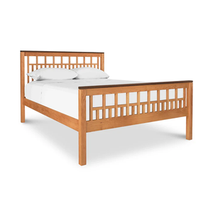 Traditional Solid Wood <b>Bed</b> with Footboard | KD Lattice Panel Bedroom Furniture Wholesale - Product Image 4