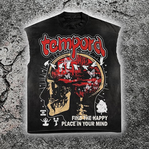 Men's Long Sleeve Tank <b>Top</b> Polyester/Cotton Eco-Friendly Breathable <b>Skull</b> Print Street Style O-Neck Plus Size Acid Wash Jersey - Product Image 3