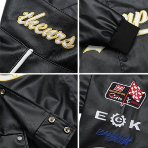 Custom Logo Varsity Jacket <b>Men</b> Windproof Hip Hop Racing Jacket Unisex Streetwear Coat - Product Image 2