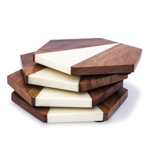 Posavasos de madera y piedra de calidad de lujo para uso en oficina y hogar. Hermosos posavasos a precio de mayorista desde India. - Product Image 3