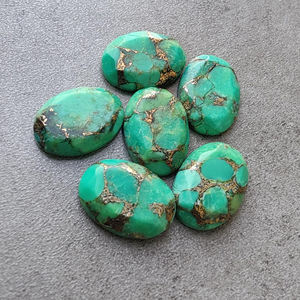 พลอยเทอร์ควอยซ์สีเขียวธรรมชาติเกรด AAA+ ทรงรีเหลี่ยมเพชรพลอย เจียระไนแบบเหลี่ยม  ฐานแบน  สำหรับทำเครื่องประดับ - Product Image 5