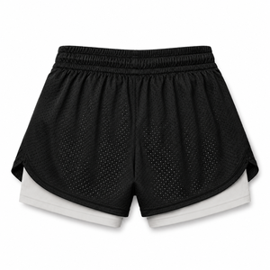 Double Layer Running Shorts Breathable Mesh Sports Shorts <b>Elastic</b> Waist Gym Training Short Pants Custom Logo - Product Image 2