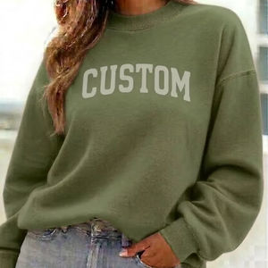 Sudadera de Mujer con Logotipo Personalizado en la Parte Delantera, Bordada, de Felpa, Cuello Alto, Manga Larga, Estilo Holgado, para Otoño - Product Image 1