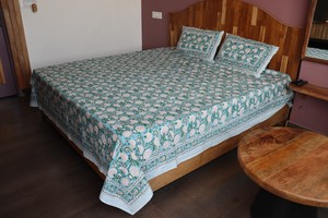 Indian Hand Block Print Bedsheet <b>Set</b> Cotton Cambric <b>Bedspread</b> Floral Bedding with Pillow Covers Ethnic Home Decor - Product Image 3