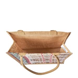 Bolsa de Compras de Yute Natural con Estampado Geométrico, Ecológica, con Asas Resistentes, Disponible a Buen Precio - Product Image 3