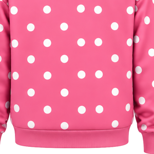 Custom Pink <b>White</b> Polka Dot <b>Women</b> Pullover <b>Hoodie</b> Casual Fleece Hooded Sweatshirt Drawstring Long Sleeve Front Kangaroo Pocket - Product Image 5