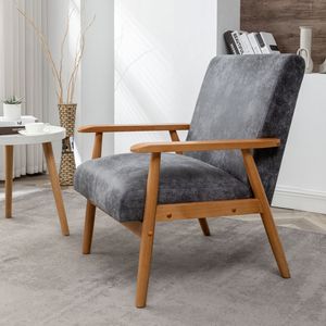 Poltrona classica moderna in stile Mid-Century, larga 25,38 pollici, grigia, per soggiorno - Product Image 6