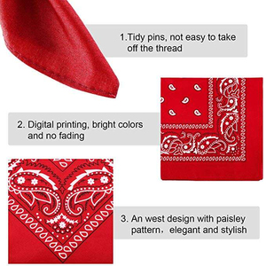 Bandanas en coton 100% imprimées à l'écran, style ethnique, couleur unie, 22 pouces, vente en gros, en vrac, pour cadeaux - Product Image 5