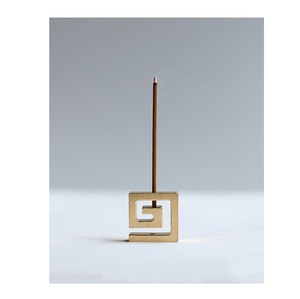 Geometric Brass <b>Key</b> Incense Stick Holder – Modern <b>Square</b> Spiral Incense Burner - Product Image 1