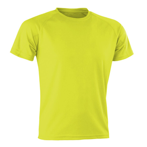 เสื้อยืดคอกลมแขนสั้นผู้ชาย แห้งเร็ว สีพื้น ทรงปกติ สวมใส่สบาย ผ้าถัก โพลีเอสเตอร์ 100% สีเหลือง - Product Image 1