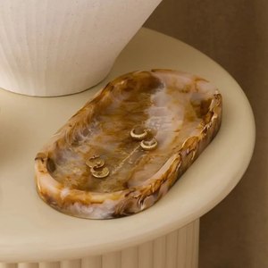 Plateau de service en résine de luxe de haute qualité, bord texturé, motif tourbillon aquatique, design moderne, écologique, plateau pour aliments et fruits - Product Image 6