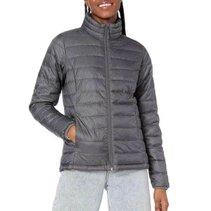 Women's Gray Quilted Puffer Jacket Hooded Full Sleeve <b>Winter</b> Outerwear <b>Thick</b> Polyester Wadding Casual <b>Coat</b> - Product Image 6