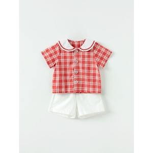 OZKIZ Conjunto de Ropa Infantil a Cuadros Estilo Coreano Informal para Niños de 2 a 7 Años, Moda Infantil de Verano al por Mayor - Product Image 1