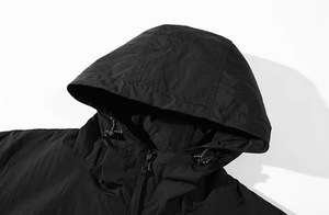 Hooded <b>Men's</b> Waterproof Windproof Sporty <b>Blouson</b> <b>Jacket</b> Canvas Solid Color Polyester Casual Outdoor Coat Autumn Zipper Front - Product Image 5