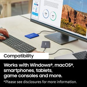 Disco Duro Portátil T7 de 1 TB, Velocidad de Lectura de hasta 1050 MB, Interfaz USB 3.0/2.0, Carcasa de Metal y Plástico - Product Image 4