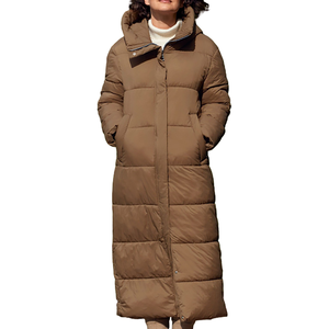 Women's Purple Long Hooded Waterproof <b>Canvas</b> Coat Winter Thick Puffer Jacket Full Sleeve Solid Color Casual Outerwear Zippe7 - Product Image 1