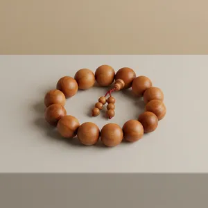 Perles de bois de santal brun doré naturel durable avec un parfum naturel de bois doux - 108 Mala pour la méditation et les projets d'artisanat - Product Image 3